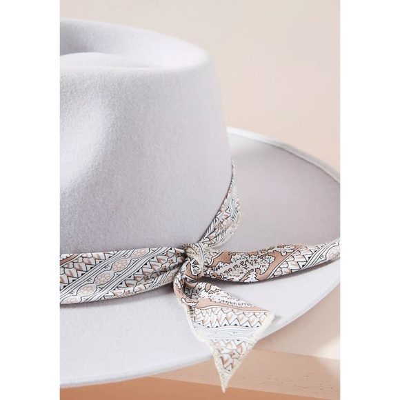 Anthropologie Lavender Wool Carmel Trimmed Fedora Hat One Size - Picture 2 of 10